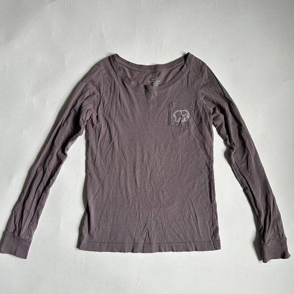 Ivory Ella #SaveTheElephants gray purple Long sleeve 100% Cotton T-Shirt Sz XXS - Picture 1 of 10